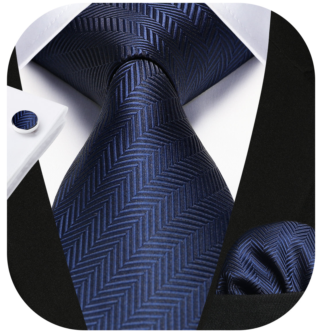 Hisdern Sage Green Stiped Business Tie Set with Cufflinks