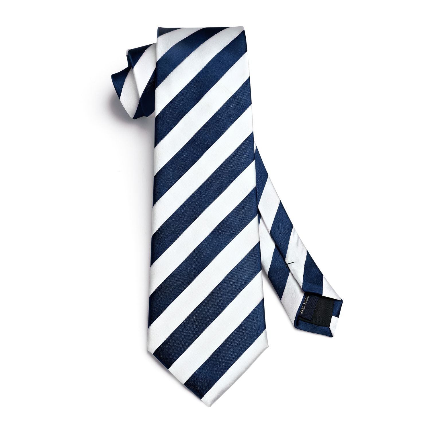 Hisdern Navy Blue White Striped Business Tie Set