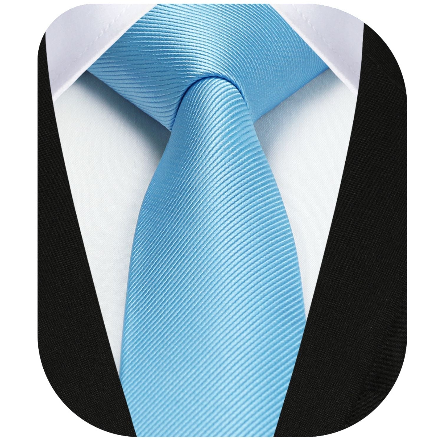 Hisdern Solid Print Skinny Tie Slim 2.4'' Formal Light Blue Wedding Tie