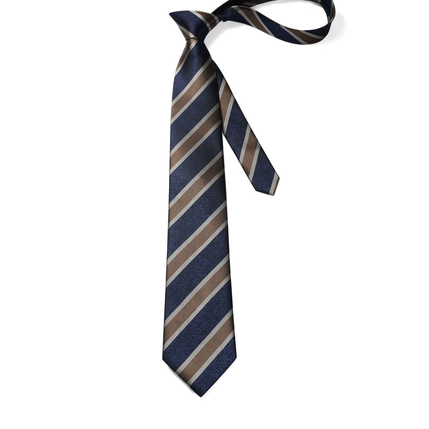 Hisdern Navy Gold Striped Business Tie Set