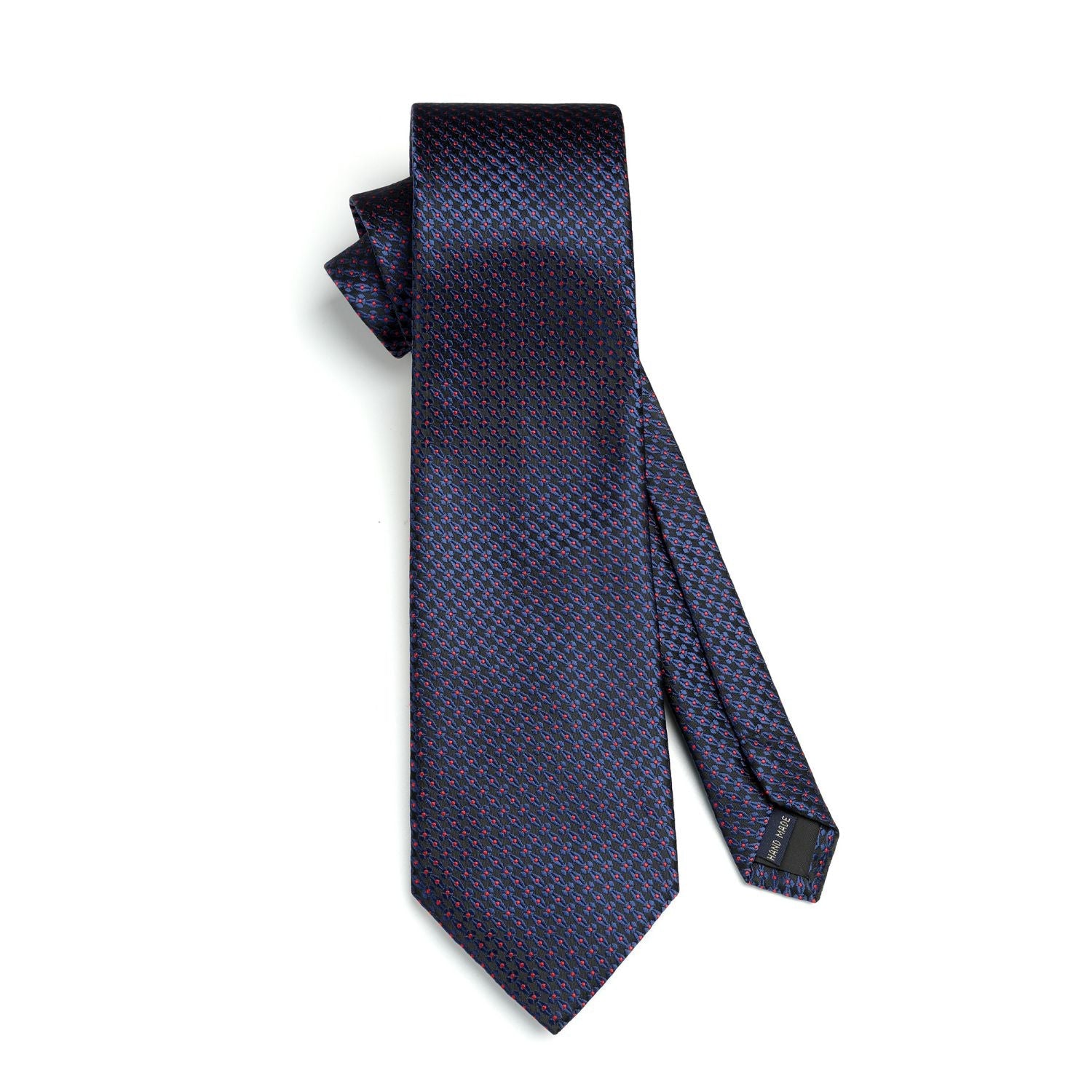 Hisdern Blue Red Houndstooth Wedding Tie Set