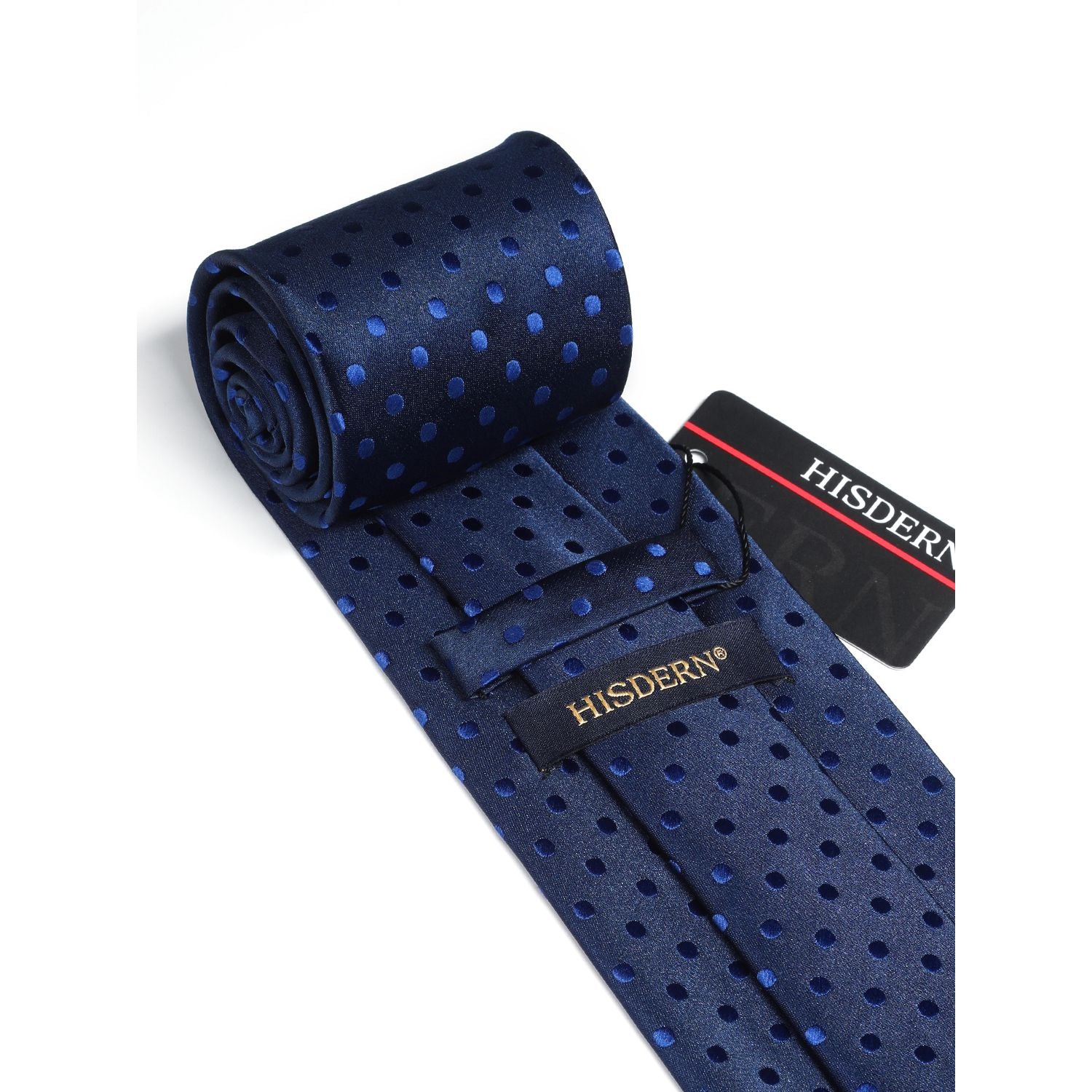 Hisdern Blue Polka Dot Tie Set For Groomsmen