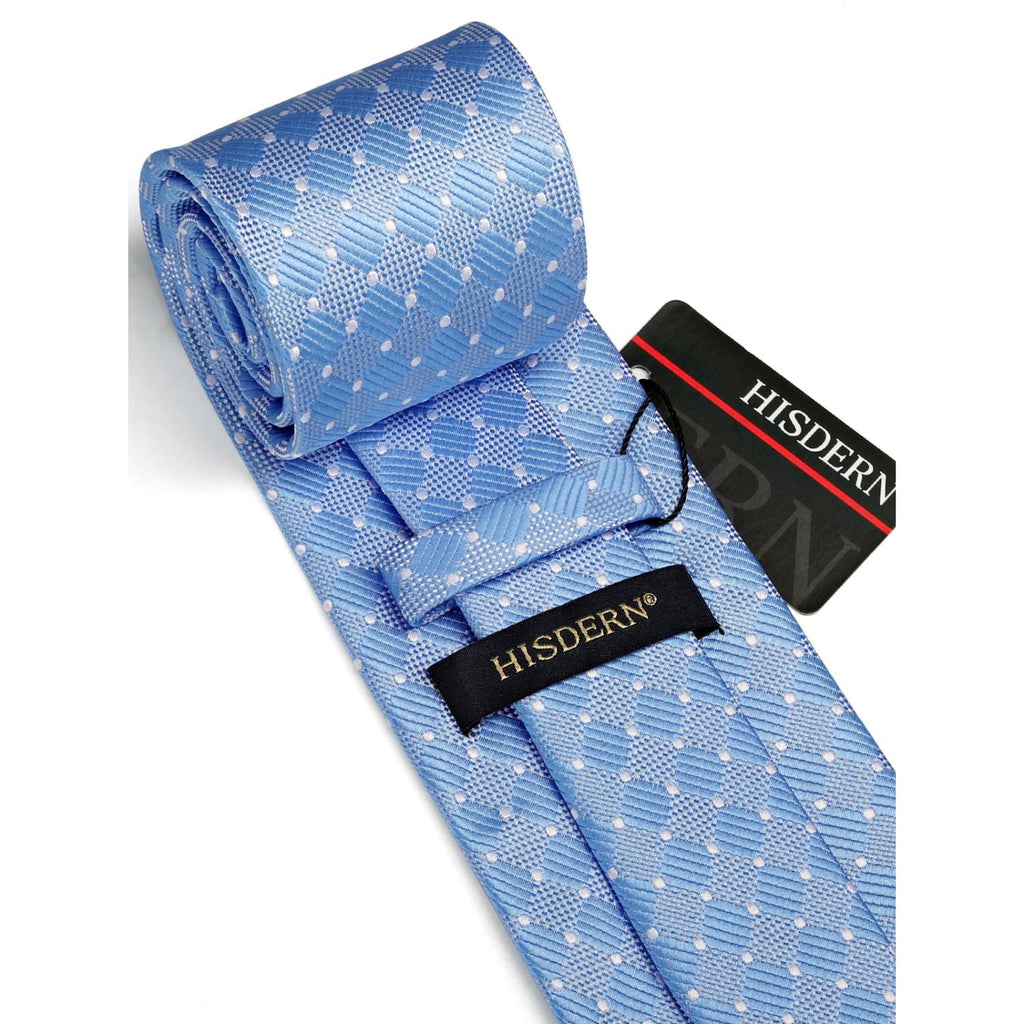 Hisdern Light Blue Plaid Wedding Accessories Set