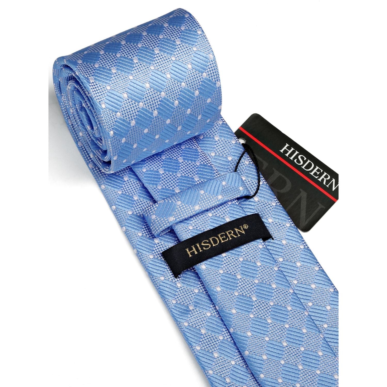 Hisdern Light Blue Plaid Wedding Accessories Set