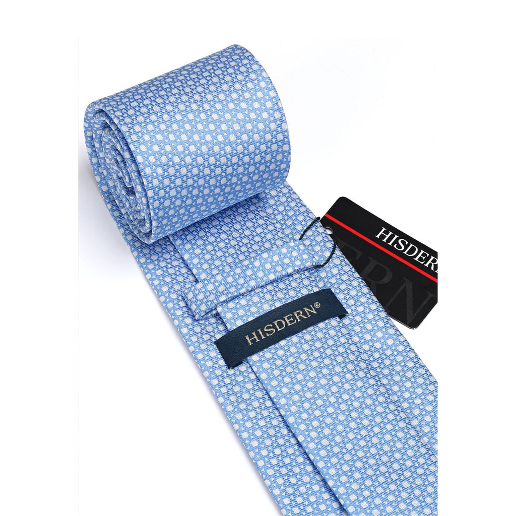 Hisdern Light Blue Houndstooth Wedding Tie Set