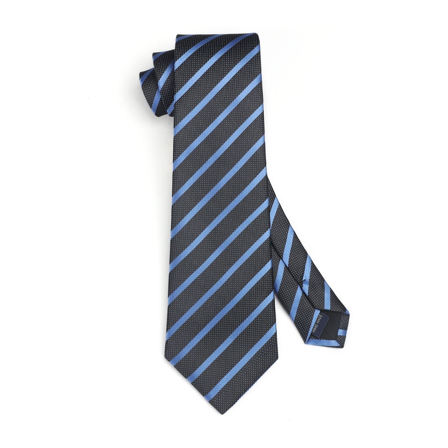 Hisdern Blue Black Striped Business Tie Set