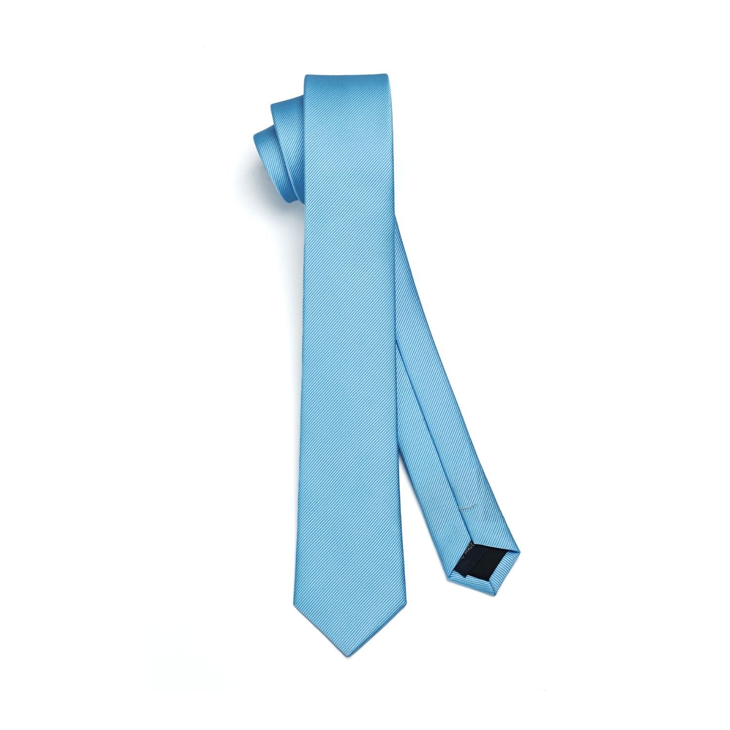 Hisdern Solid Print Skinny Tie Slim 2.4'' Formal Light Blue Wedding Tie