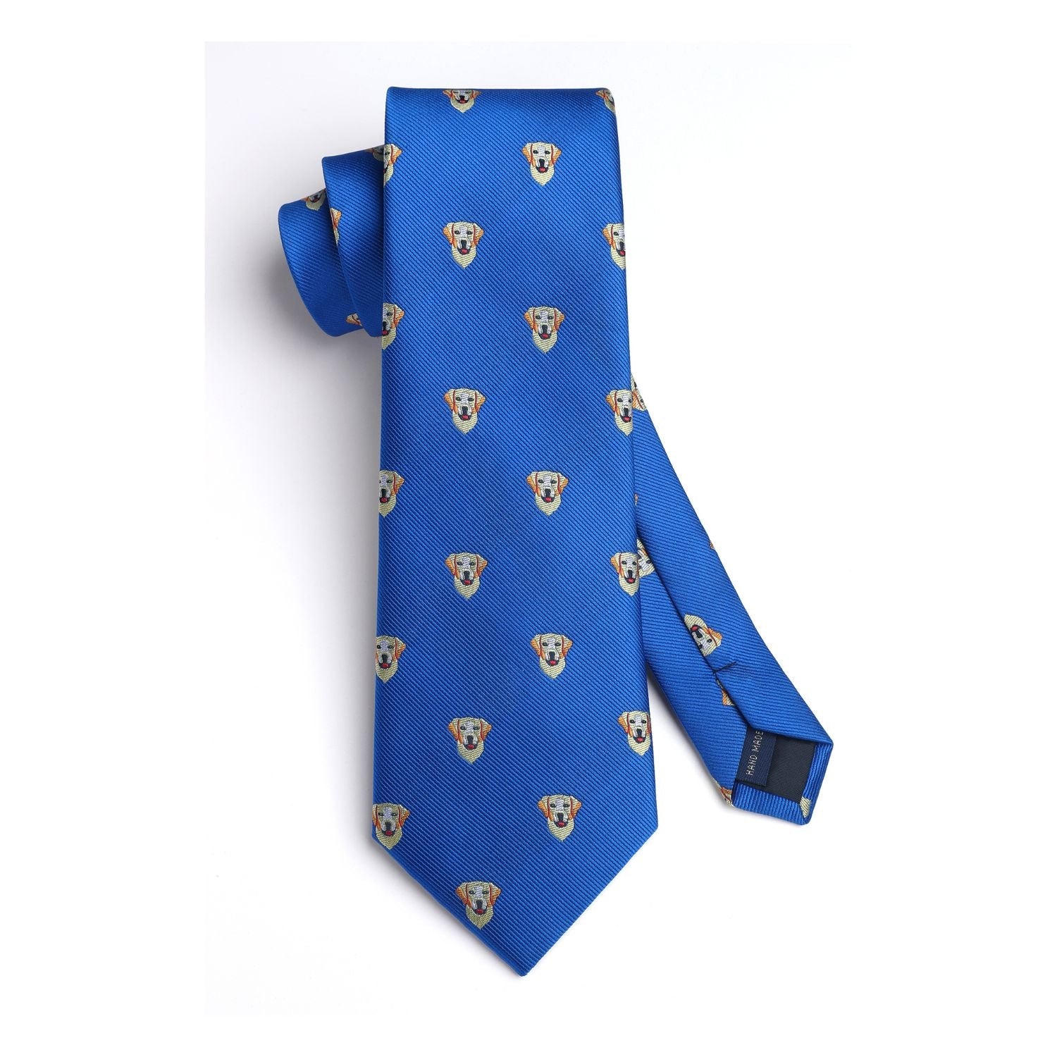 Hisdern Blue Golden Retriever Print Men's Suit Tie Set