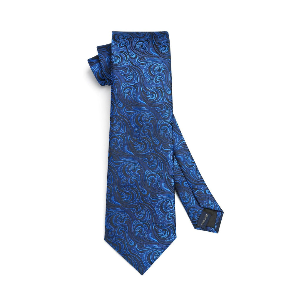 Hisdern Royal Blue Paisley Tie Set For Formal Wear
