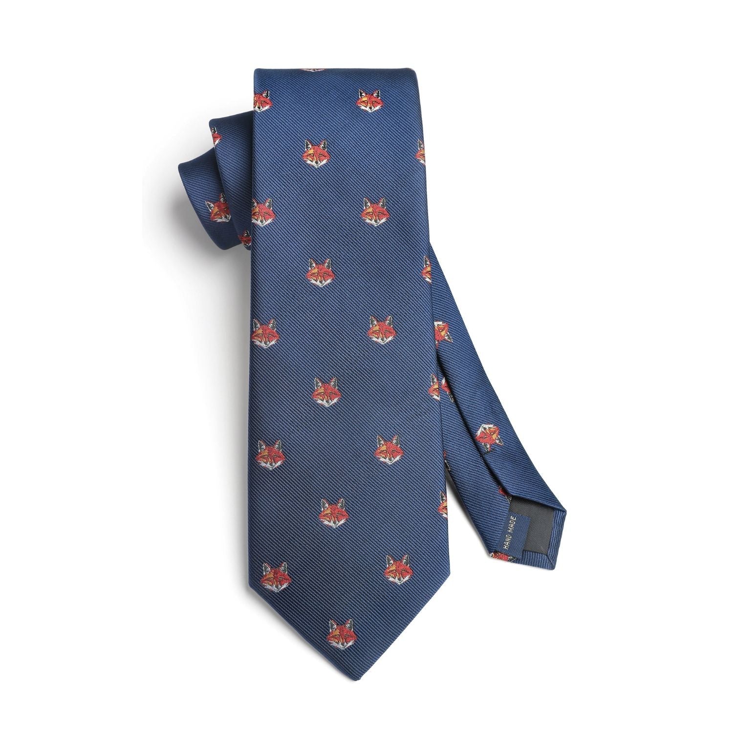 Hisdern Navy Blue Fox Print Men's Suit Tie Set