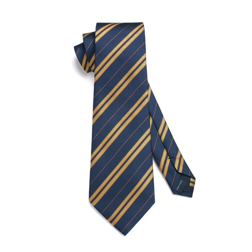 Hisdern Navy Blue Striped Business Tie Set