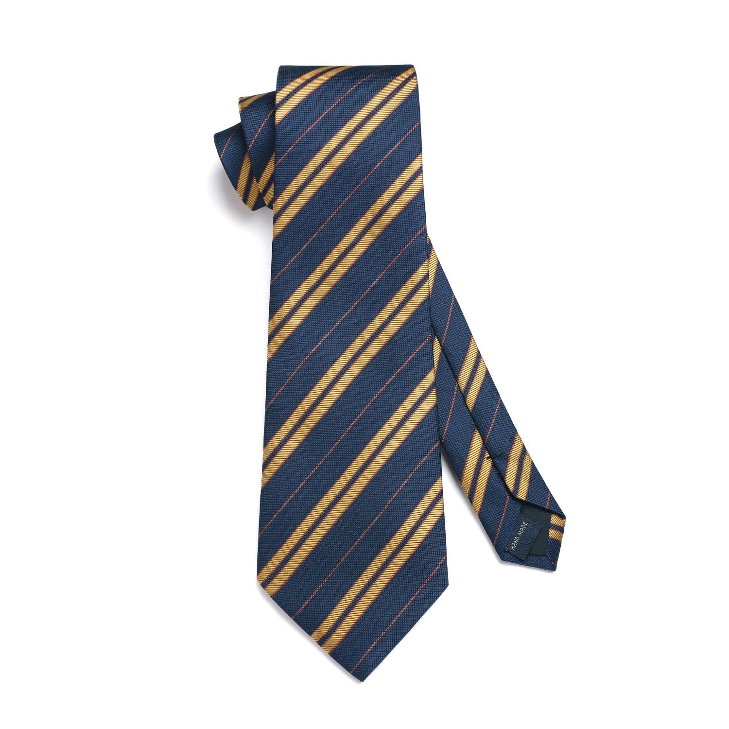 Hisdern Navy Blue Striped Business Tie Set