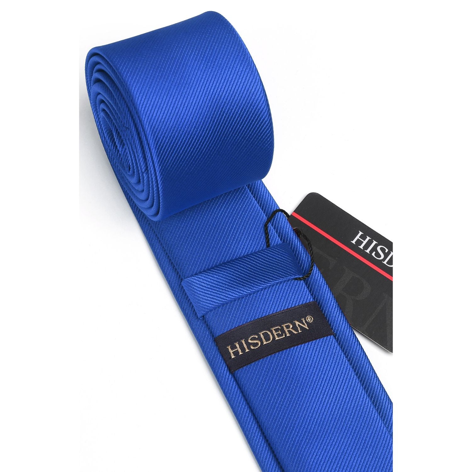 Hisdern Solid Print Skinny Tie Slim 2.4'' Formal Royal Blue Wedding Tie