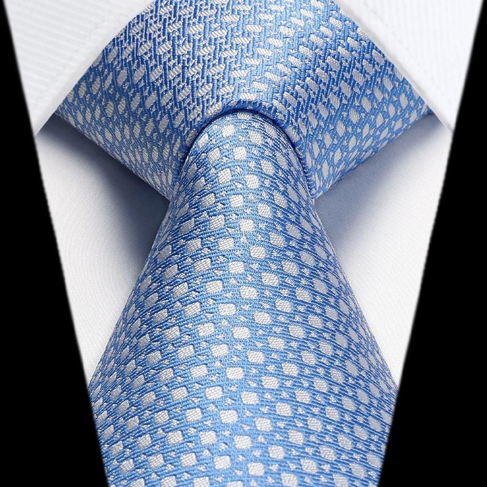 Hisdern Light Blue Houndstooth Wedding Tie Set