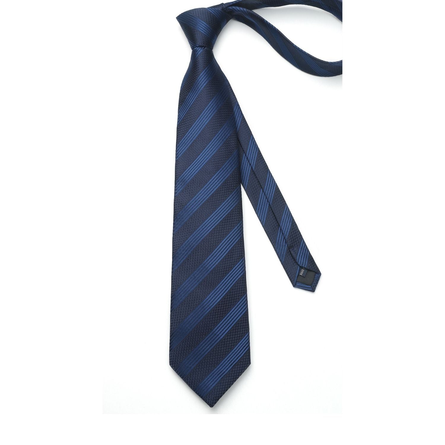 Hisdern Navy Blue Striped Business Tie Set