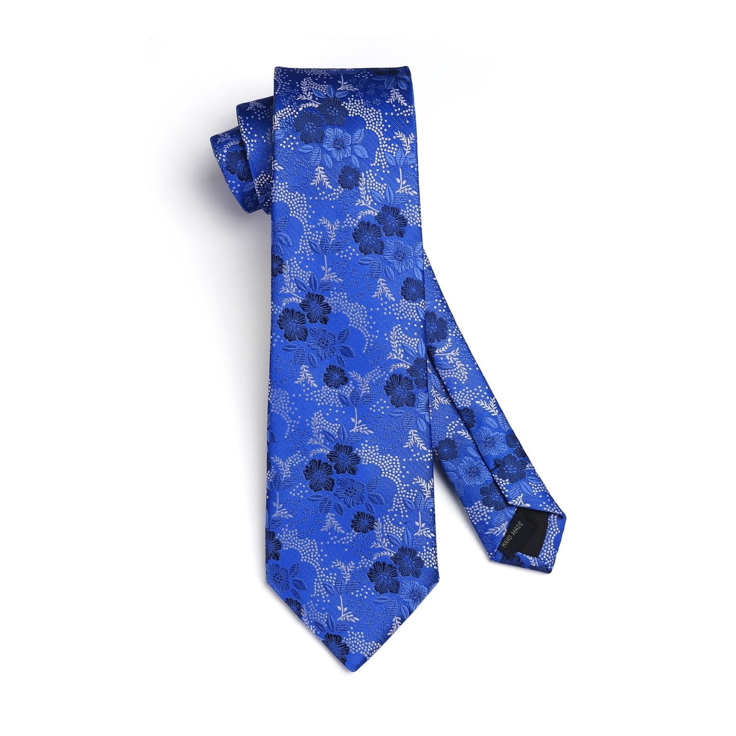 Hisdern Sky Blue Wedding Tie Set – Floral Tie & Pocket Square