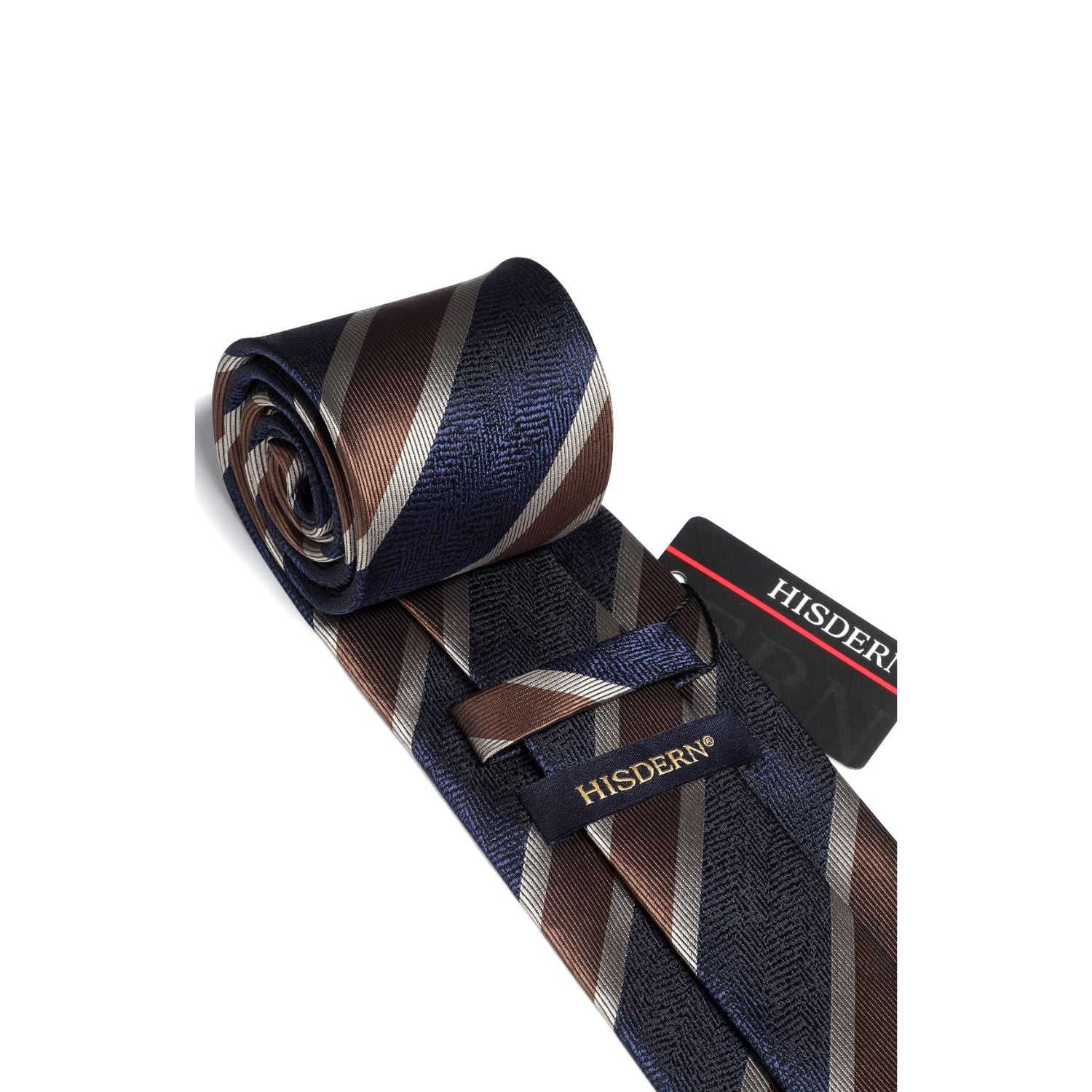 Hisdern Navy Gold Striped Business Tie Set