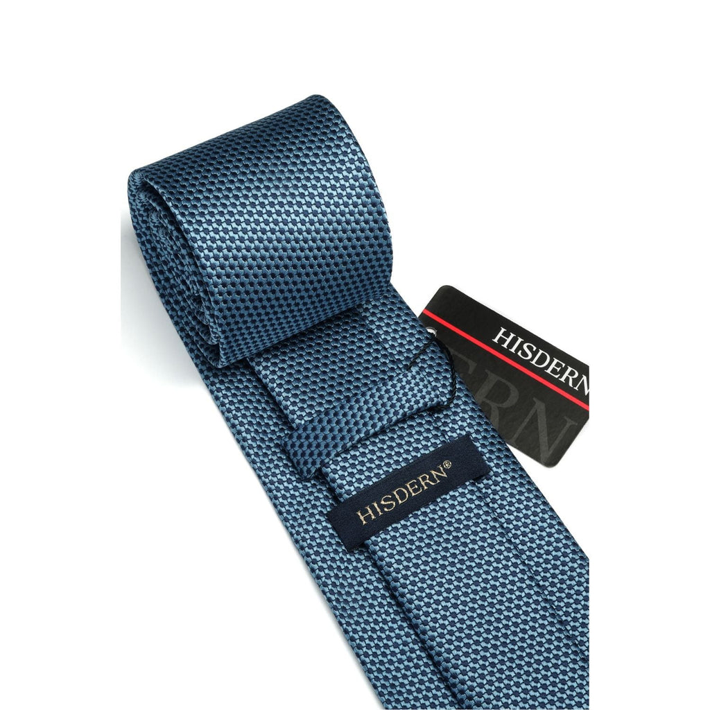 Hisdern Blue Houndstooth Wedding Tie Set