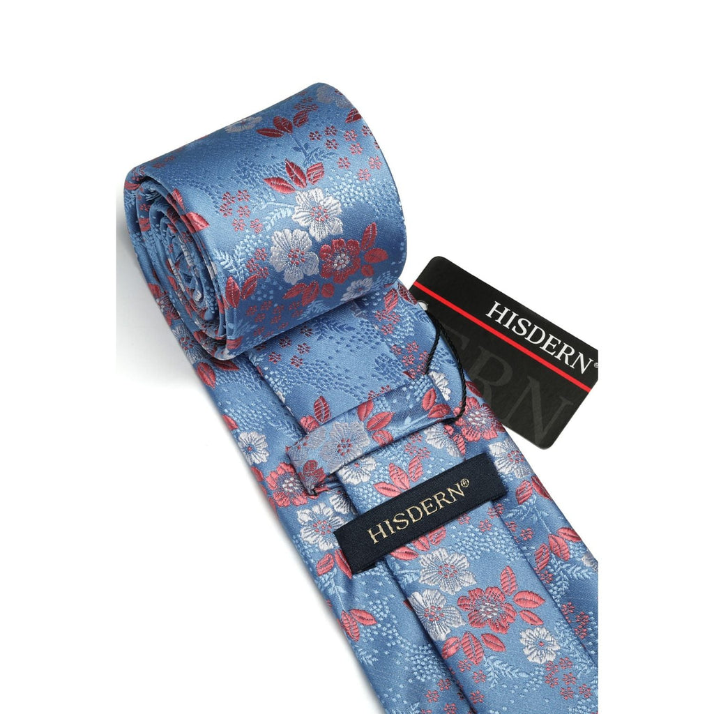 Hisdern Pink Blue Floral Wedding Accessories Set