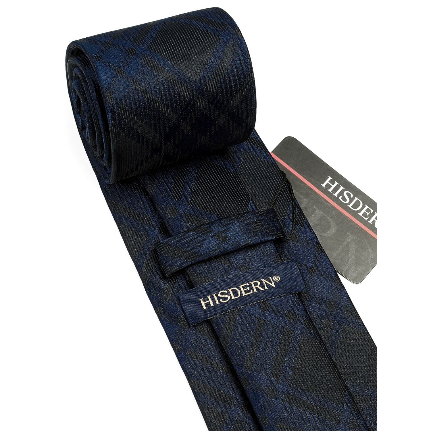 Hisdern Brown Navy Blue Plaid Tie Set For Groomsmen
