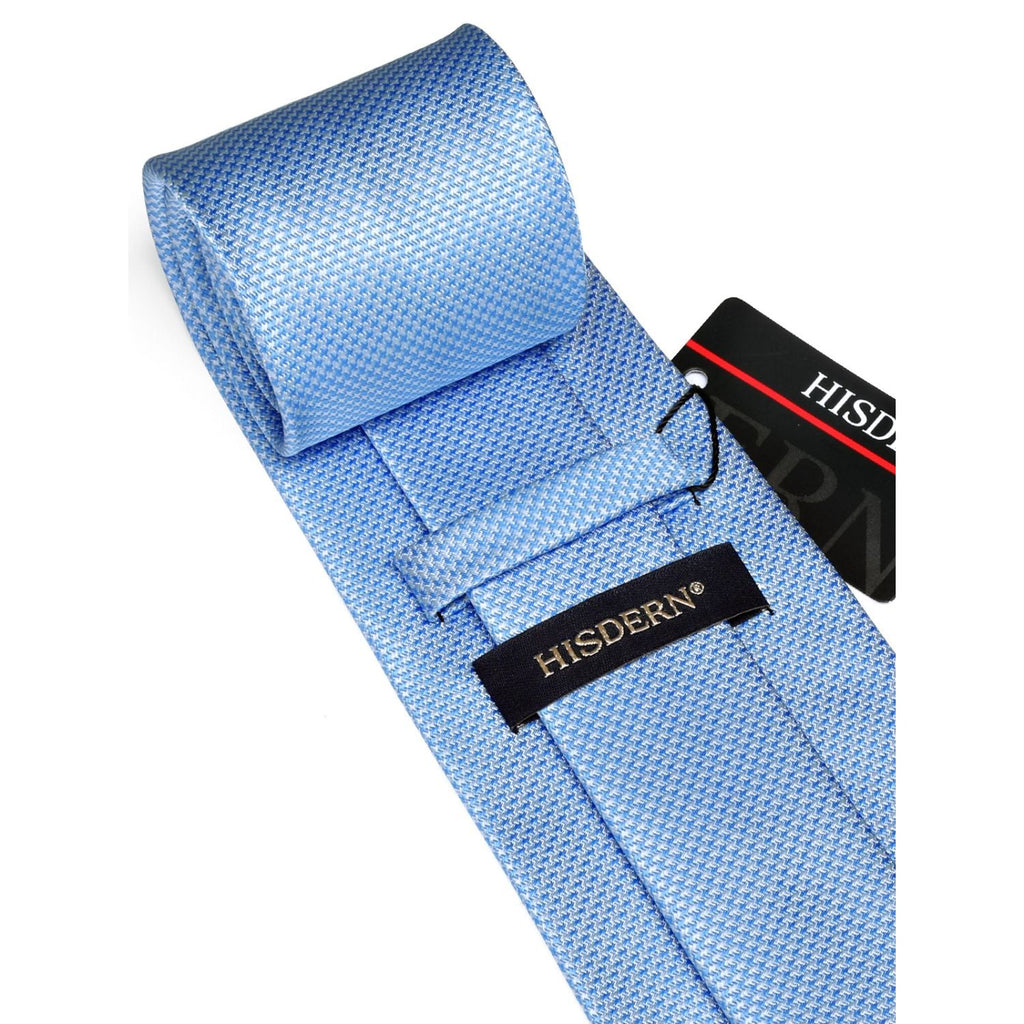 Hisdern Blue Houndstooth Business Tie Set with Cufflinks