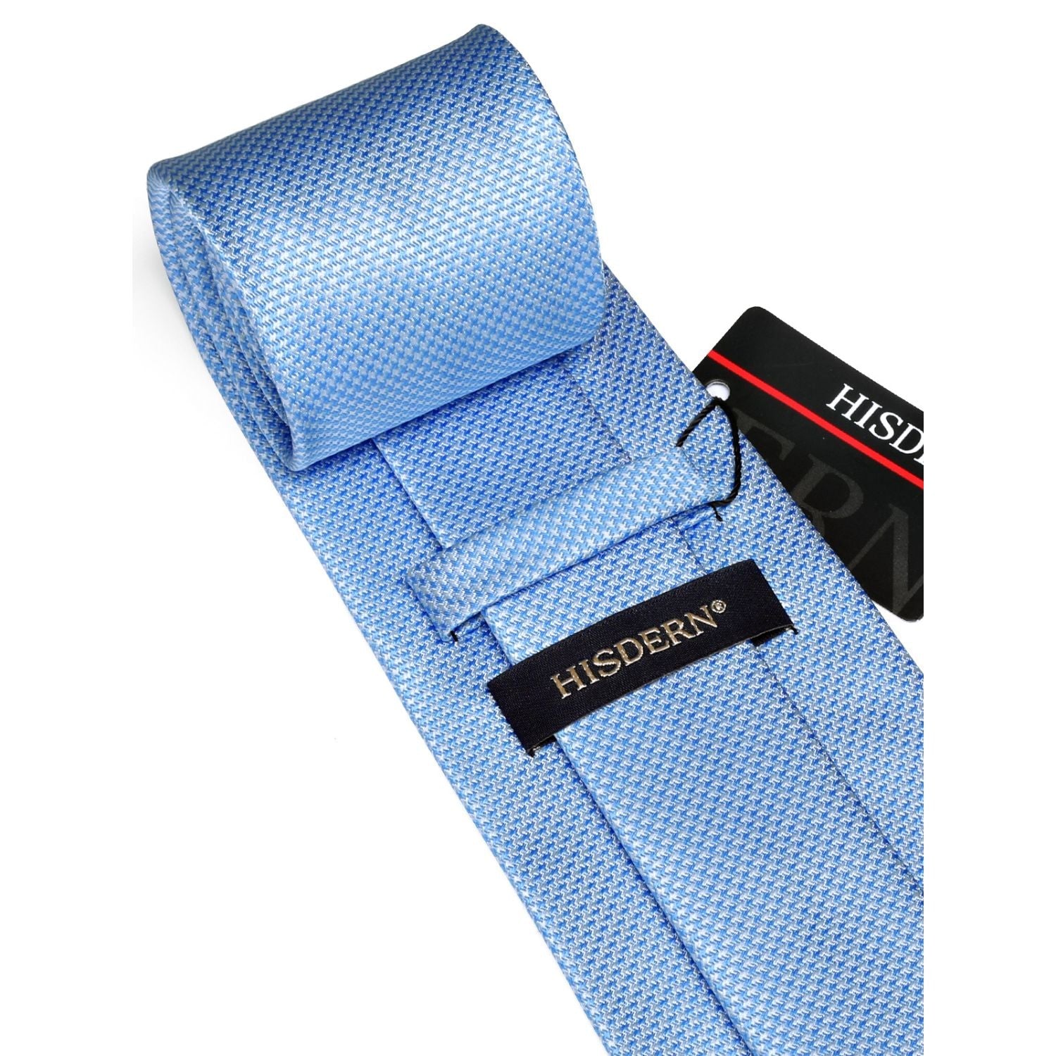 Hisdern Blue Houndstooth Business Tie Set with Cufflinks