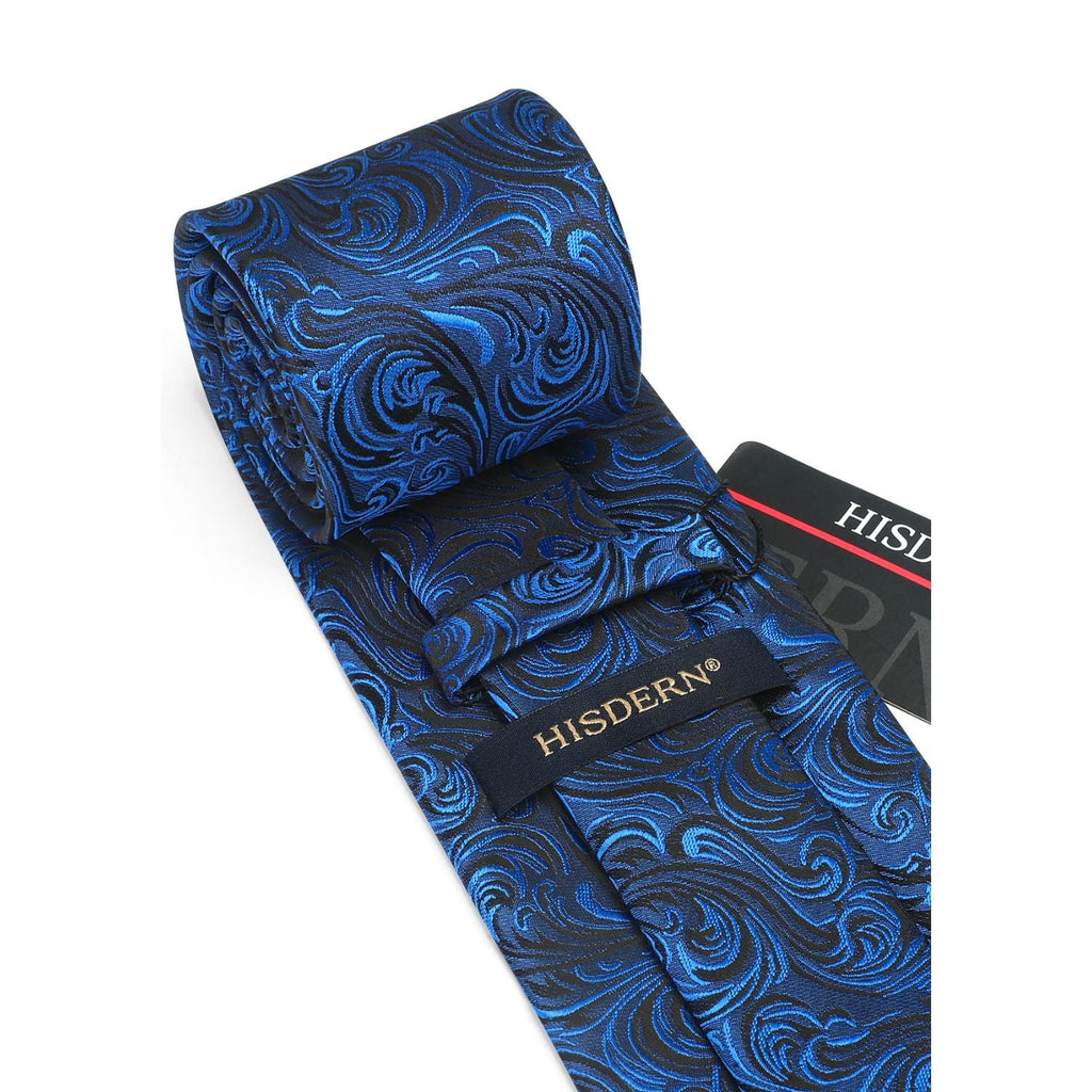 Hisdern Royal Blue Paisley Tie Set For Formal Wear