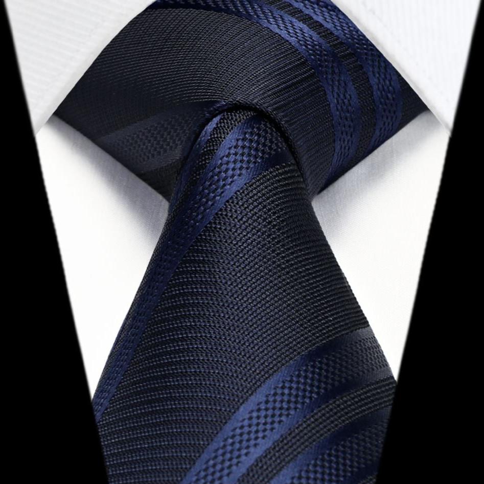 Hisdern Navy Blue Striped Business Tie Set