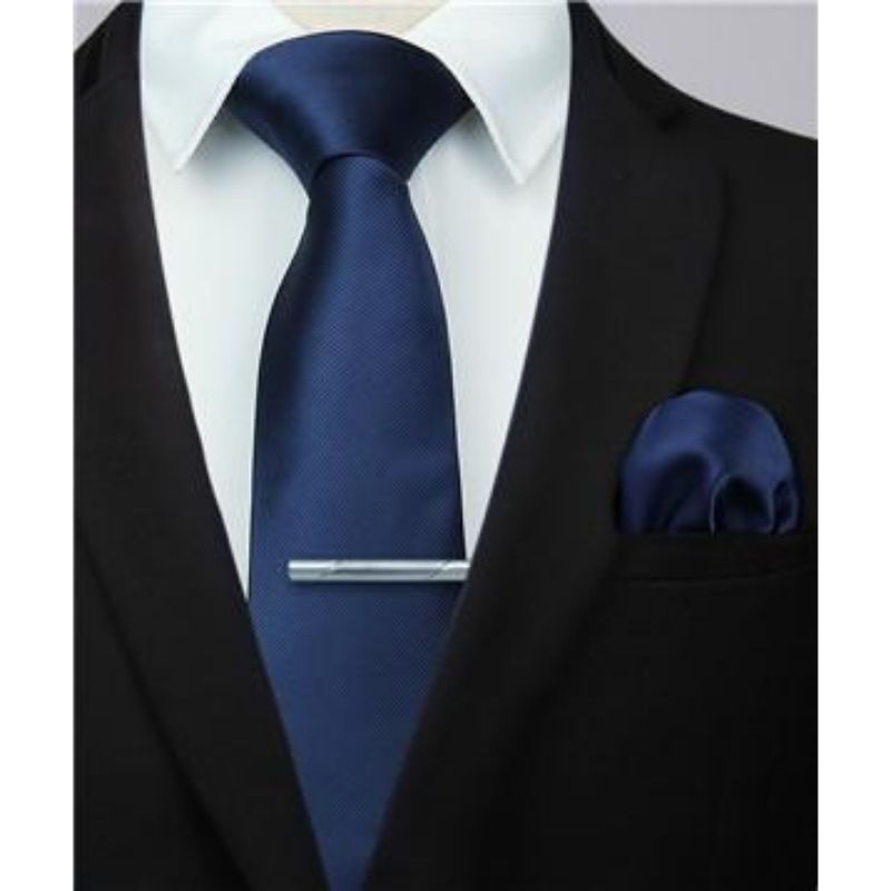 Hisdern Navy Blue Solid Wedding Accessories Set With Clip