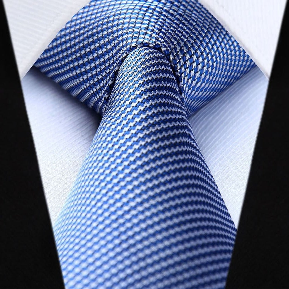 Hisdern Blue Houndstooth Wedding Tie Set