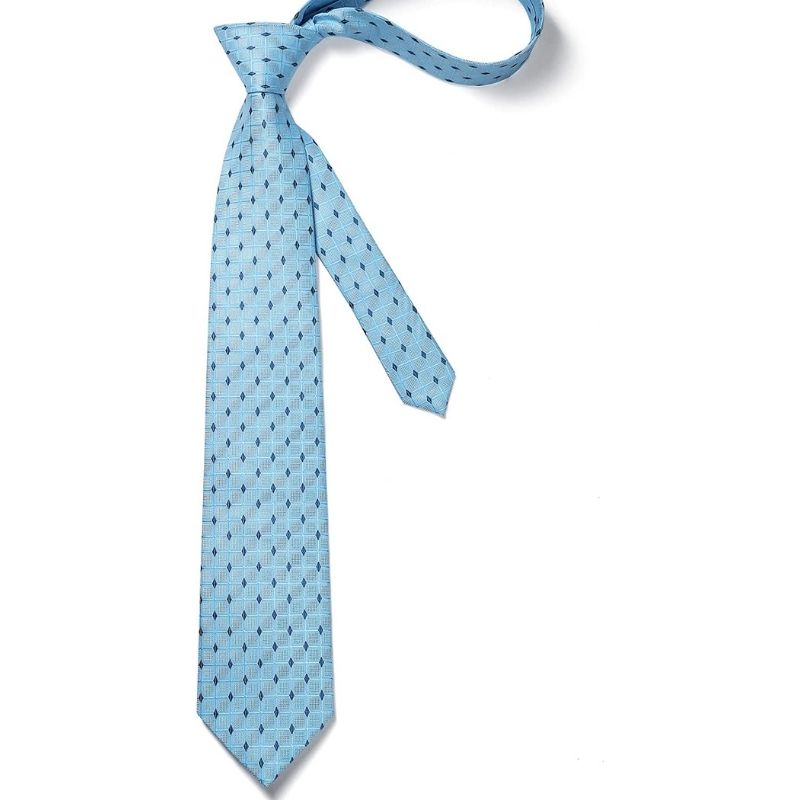 Hisdern Light Blue Navy Plaid Pocket Square With Matching Tie