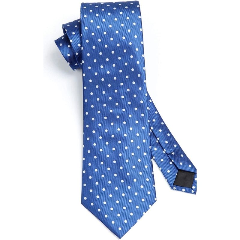 Hisdern Blue Polka Dot Print Tie Set For Formal Events