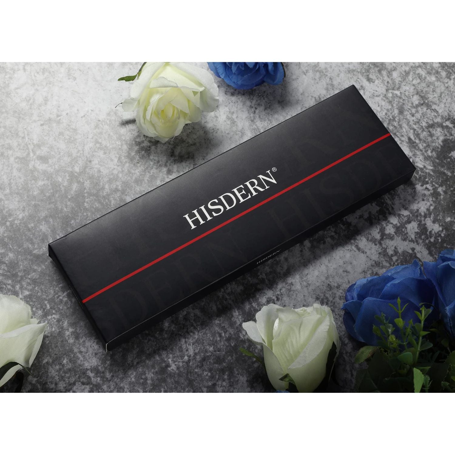 Hisdern Blue Striped Wedding Accessories Set with Cufflinks