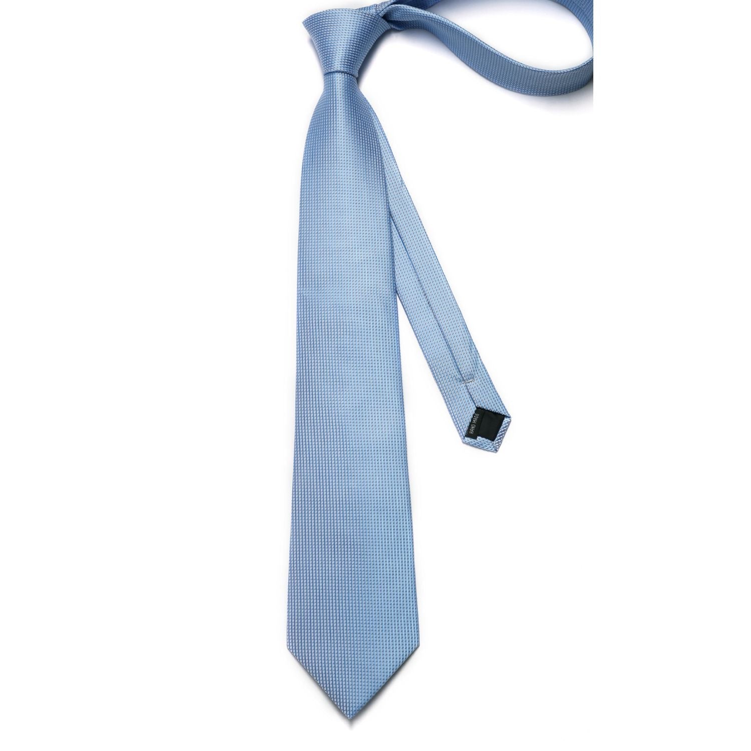 Hisdern Light Blue Houndstooth Business Tie Set with Cufflinks