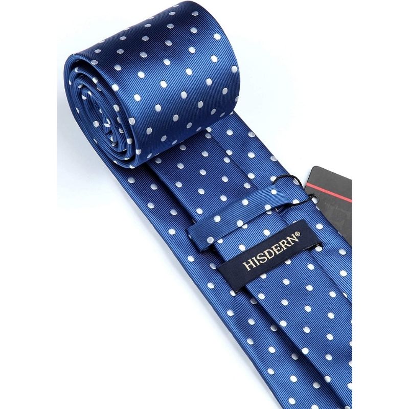 Hisdern Blue Polka Dot Print Tie Set For Formal Events