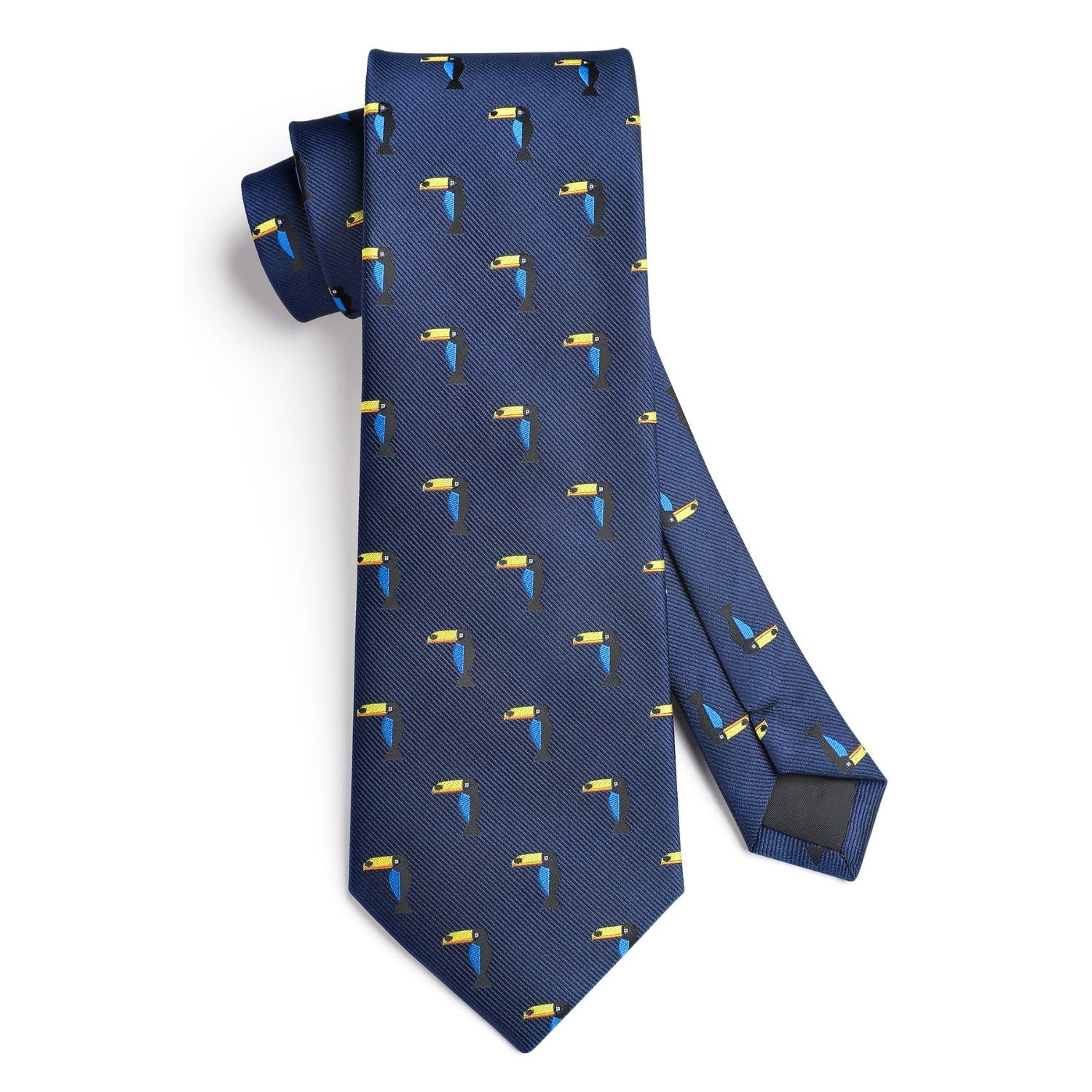 Hisdern Navy Blue Parrot Print Men's Suit Tie Set