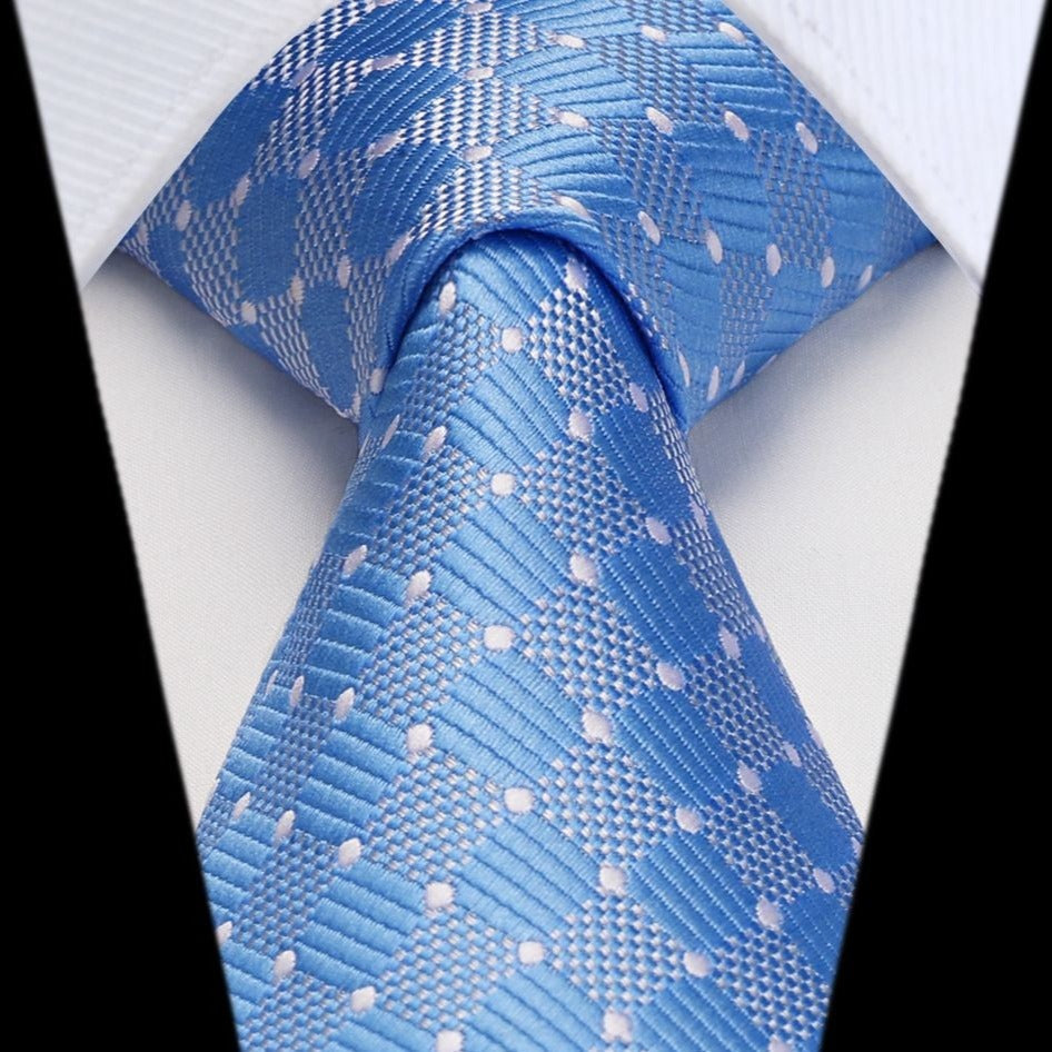 Hisdern Light Blue Plaid Wedding Accessories Set