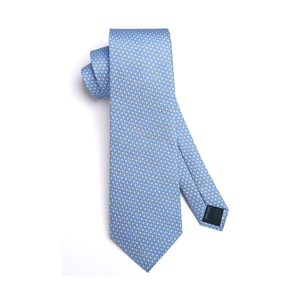 Hisdern Light Blue Houndstooth Wedding Tie Set