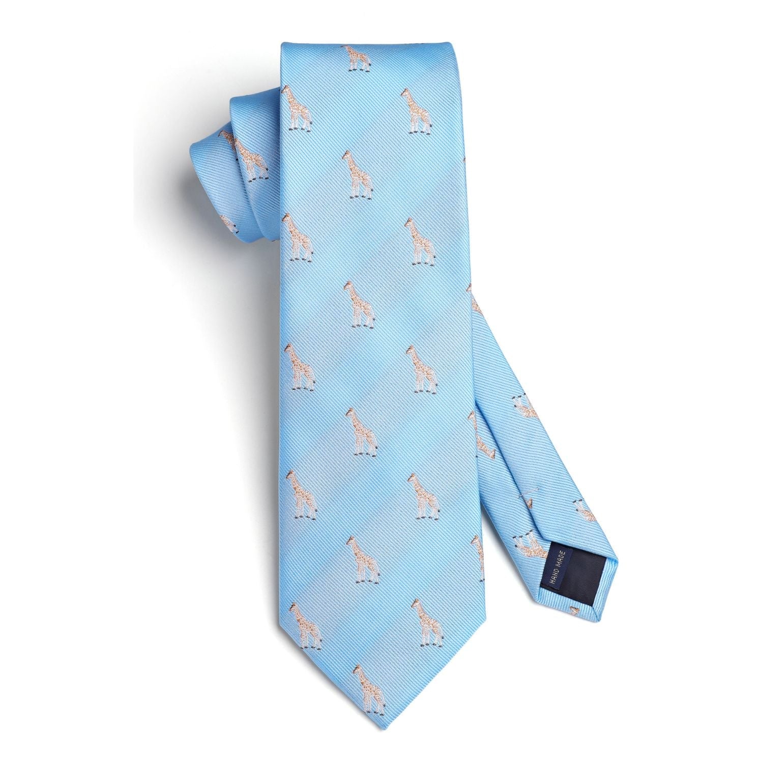 Hisdern Lgiht Blue Giraffe Cute Print Pattern Tie Set