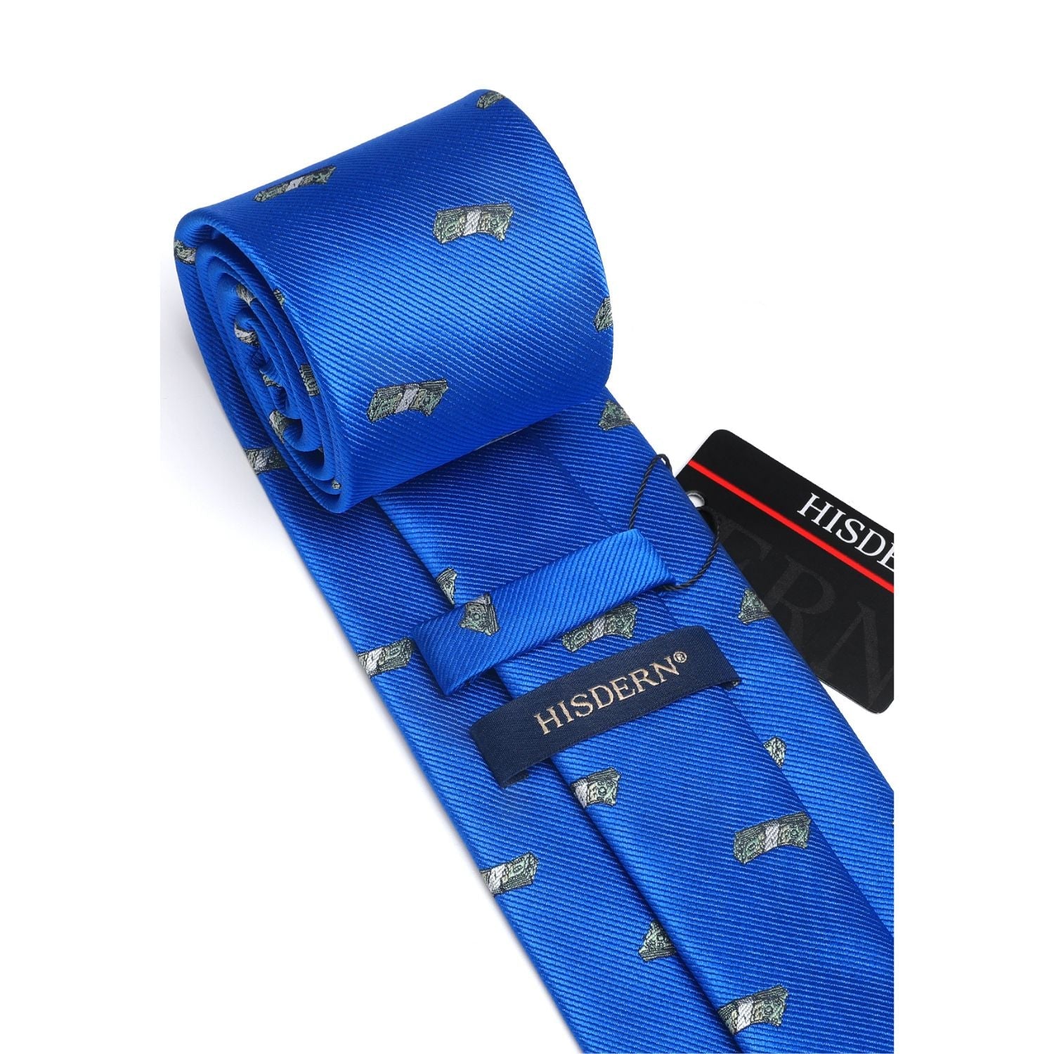 Hisdern Blue Pattern Print Men's Suit Tie Set