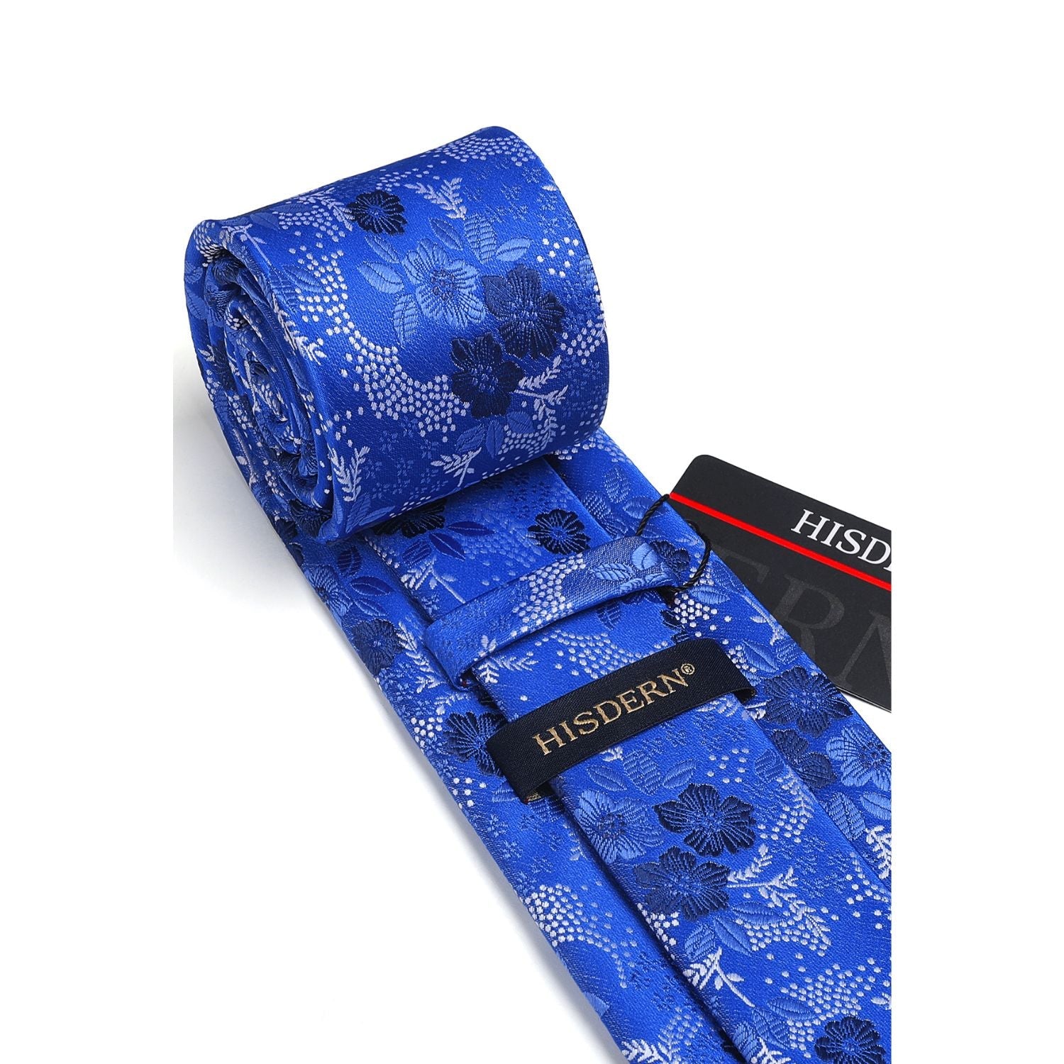 Hisdern Sky Blue Wedding Tie Set – Floral Tie & Pocket Square