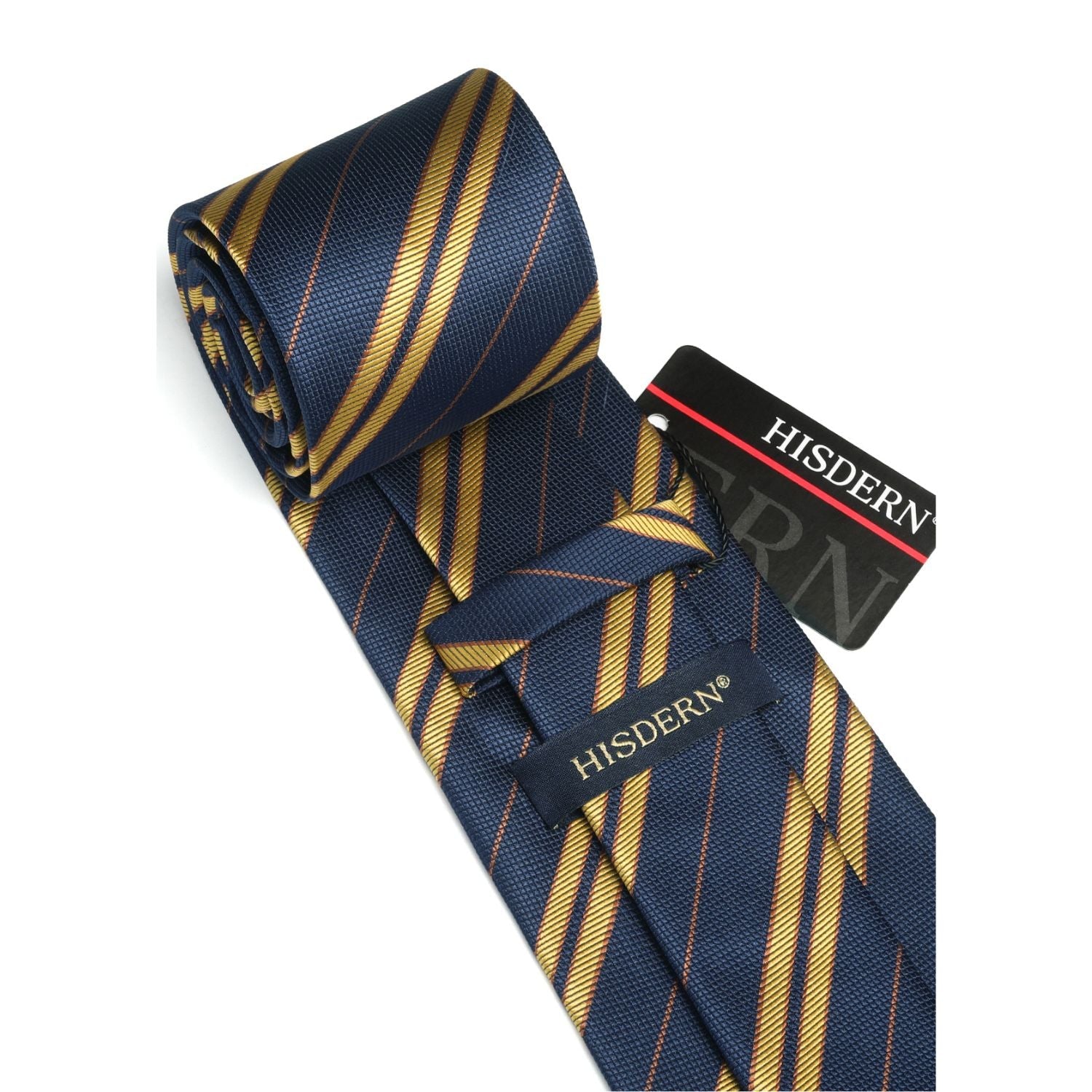 Hisdern Navy Blue Striped Business Tie Set