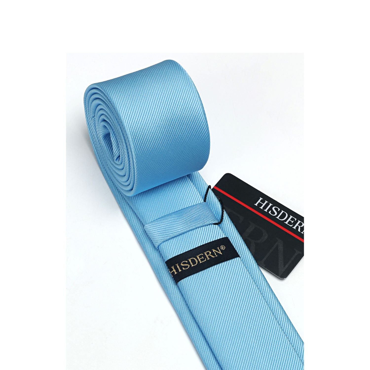 Hisdern Solid Print Skinny Tie Slim 2.4'' Formal Light Blue Wedding Tie