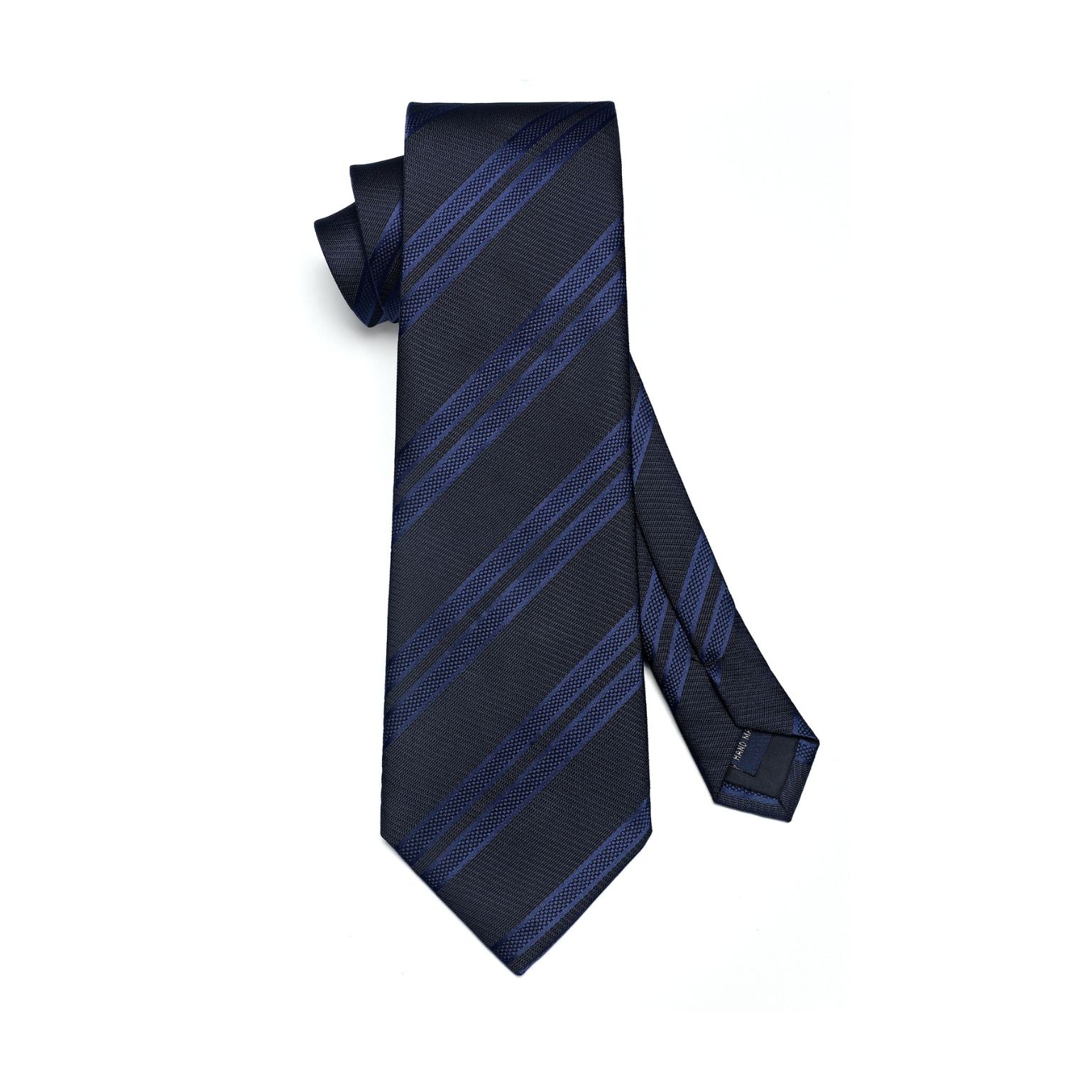Hisdern Navy Blue Striped Business Tie Set