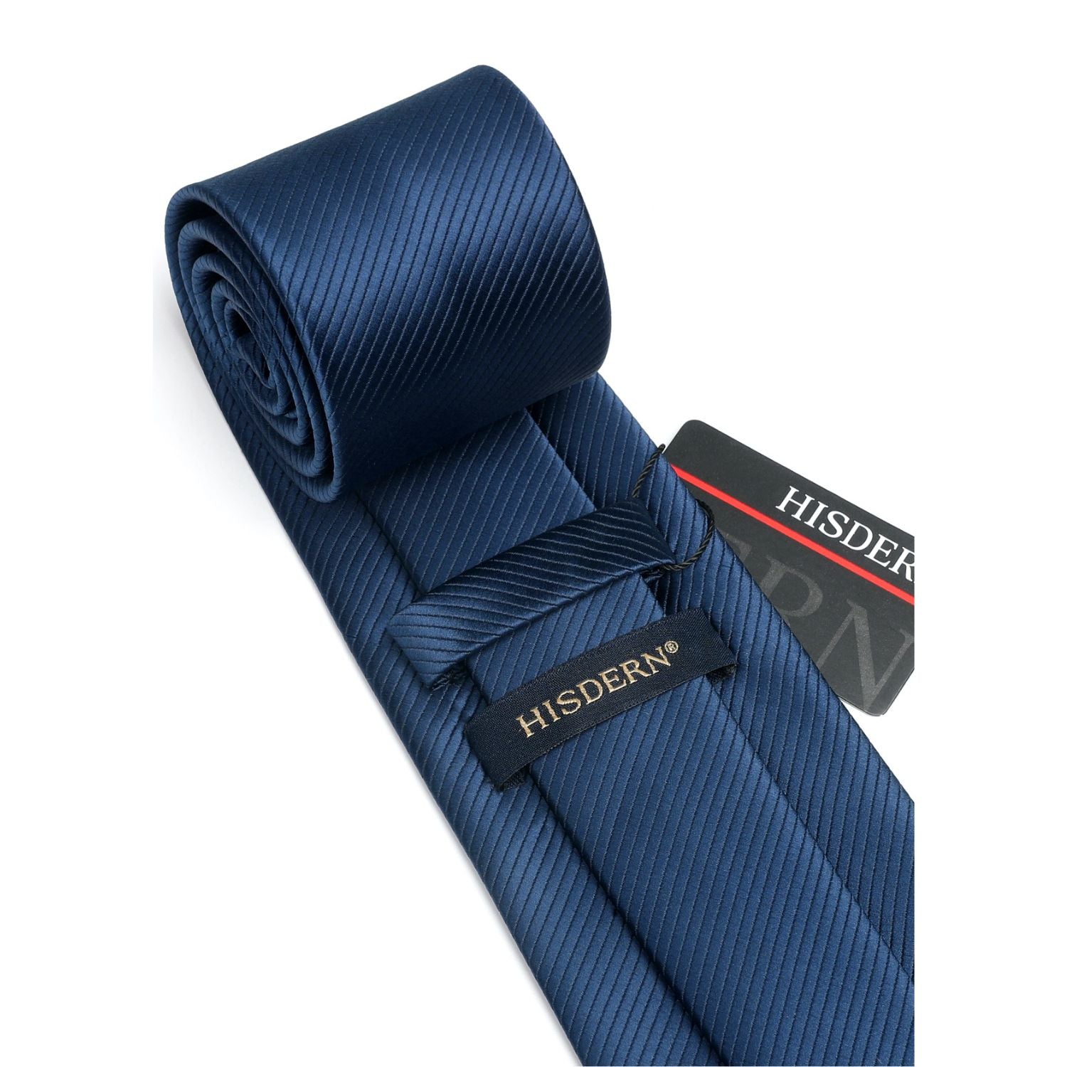 Hisdern Navy Blue Striped Business Tie Set