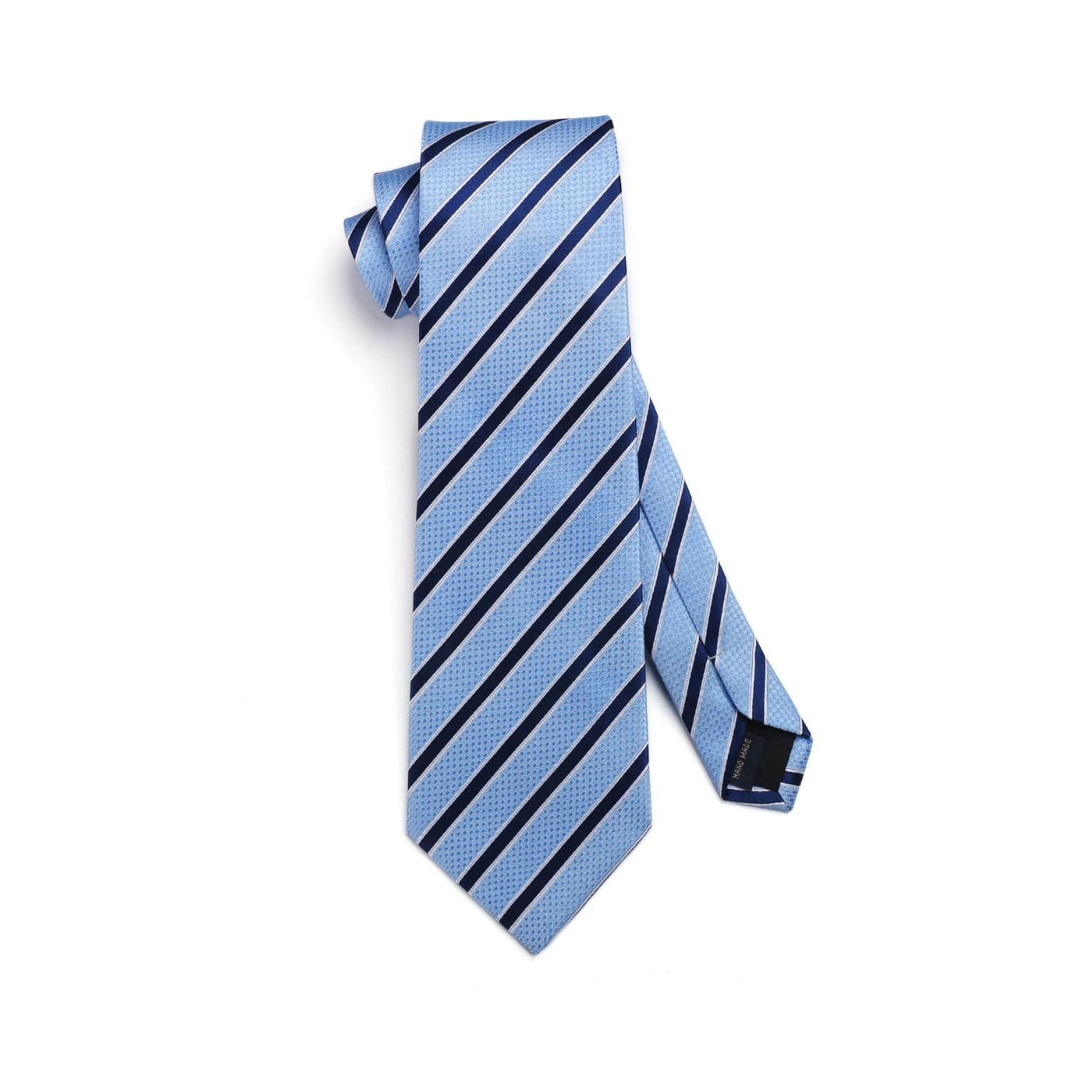 Hisdern Sky Blue Striped Business Accessories Set with Cufflinks