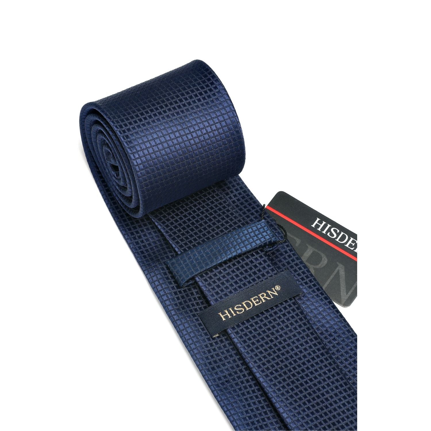 Hisdern Blue Plaid Pocket Square With Matching Tie
