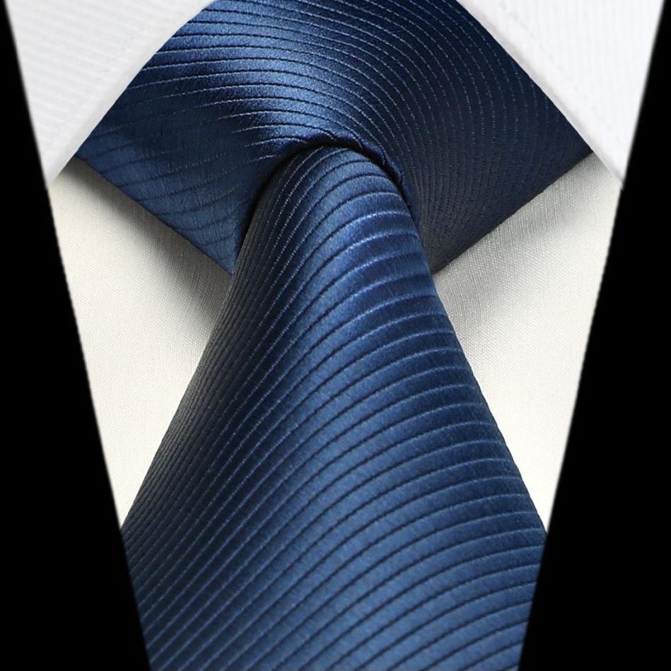 Hisdern Navy Blue Striped Business Tie Set