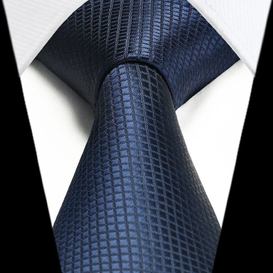 Hisdern Blue Plaid Pocket Square With Matching Tie