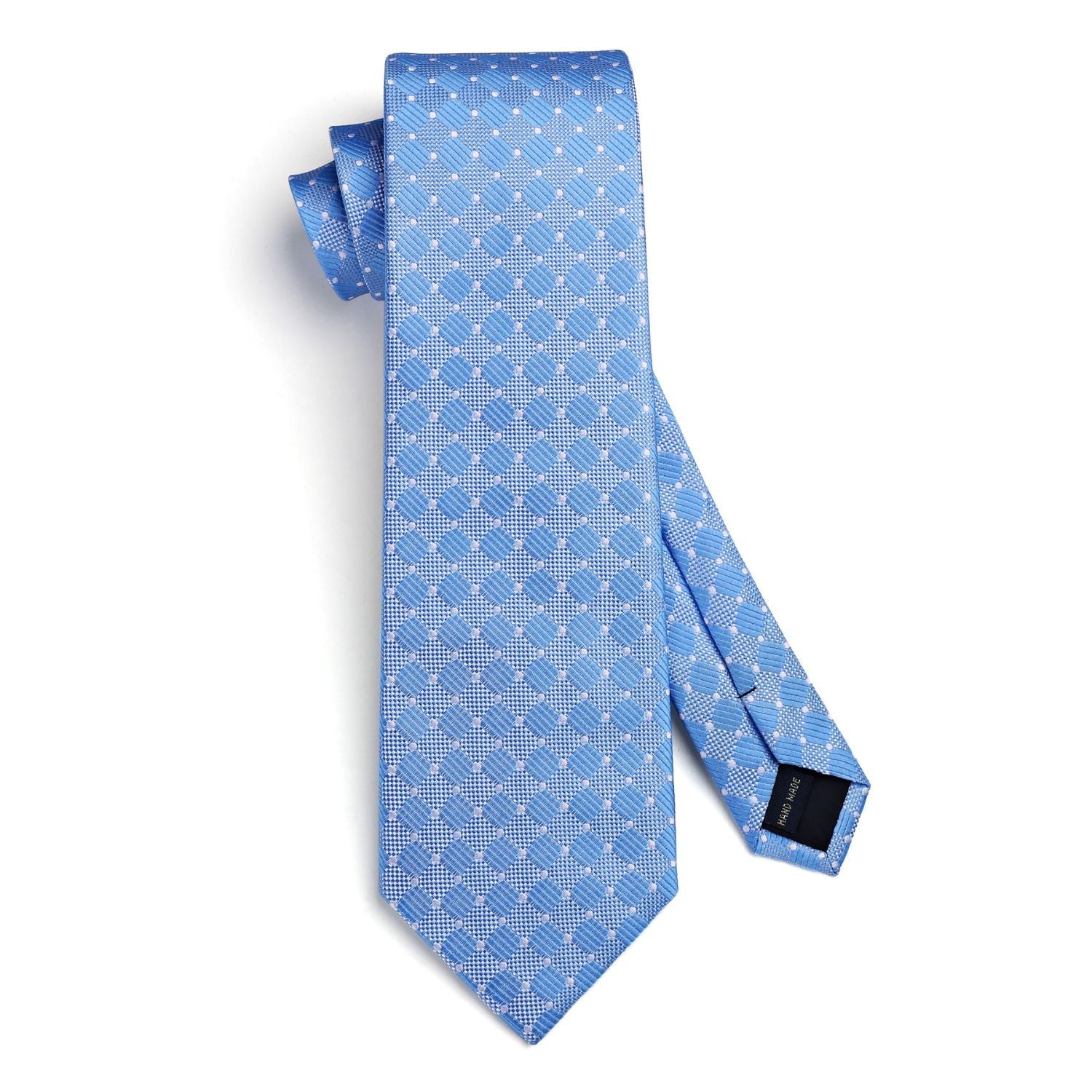 Hisdern Light Blue Plaid Wedding Accessories Set